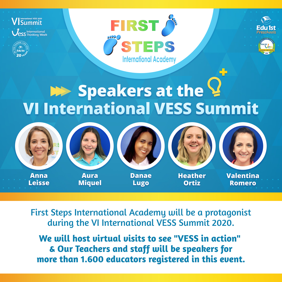 Edu1stVESS's tweet image. Edu1st.Preschools participates in the annual VESS Thinking Week 2020 and it´s a protagonist during the VI VESS International Summit 2020. 

#VESSWeek #vesssummit #vessmodel #leadership #wearevess #visiblethinking
