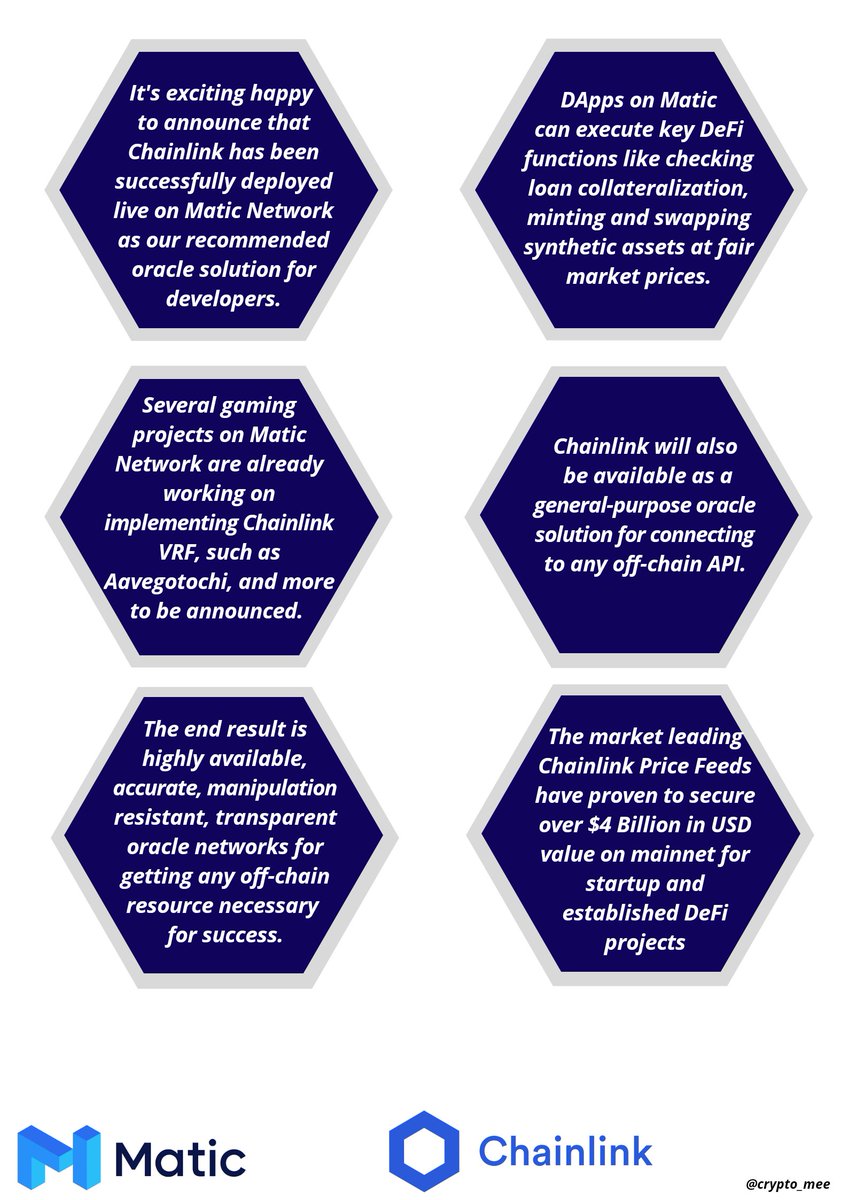 Zion_C_'s tweet image. #ChainlinkMainnetLiveonMatic #DeFi #DeveloperEcosystem

Chainlink’s market-leading price feed oracles are now available on the @maticnetwork mainnet as #Matic recommended oracle solution!