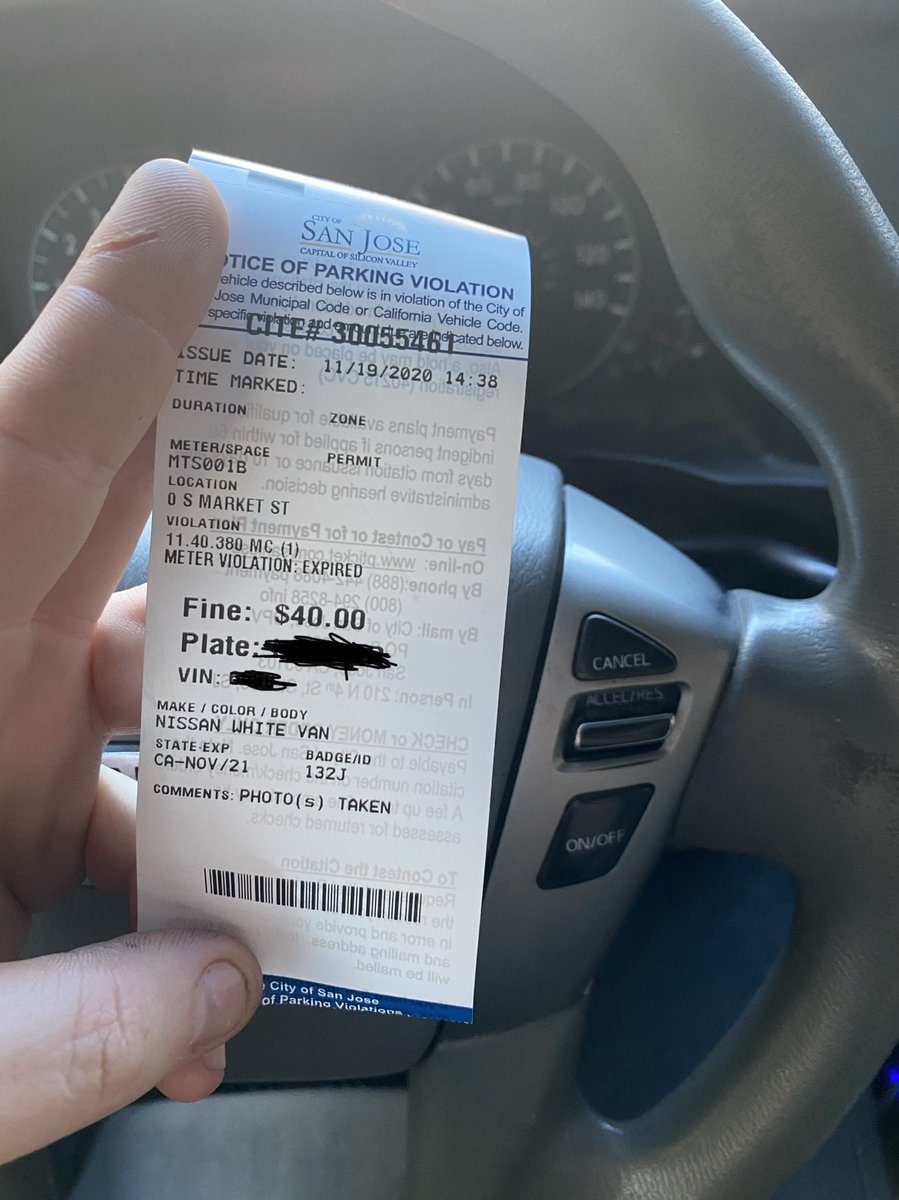 jinjieven's tweet photo. Hey city of San Jose - it’s always nice to know that in hard times when people cannot pay their rent/mortgage - we can count on you to give us $40 parking tickets in an empty downtown. . Good job!   #sanjose https://t.co/nVYkxfGWHo