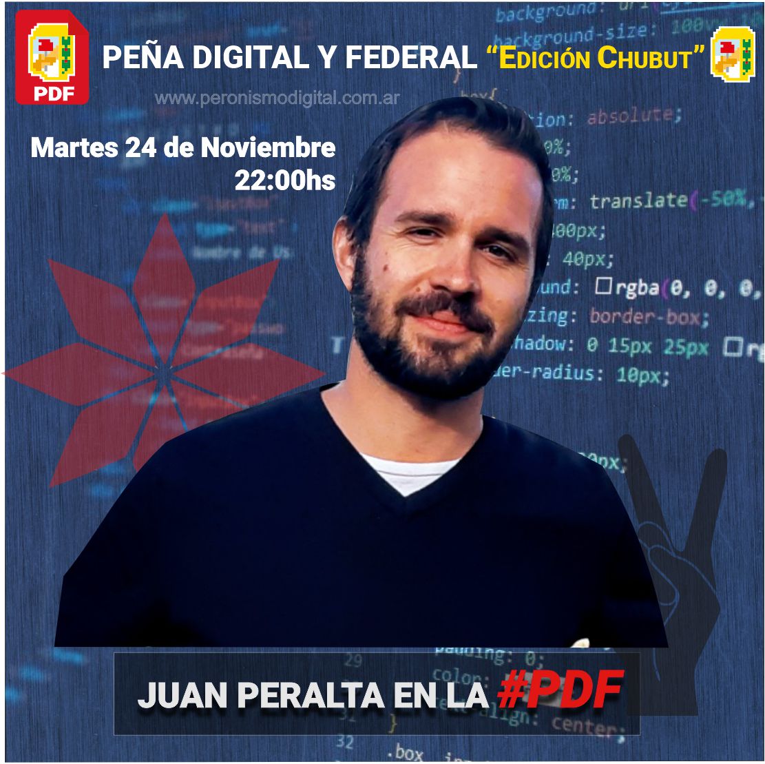 pjdigitalchubut's tweet photo. 📢 Anda agendando ✌

🗓 24 de noviembre

⏰22:00hs

Una nueva Edición de la Peña Digital y Federal Edición #Chubut charlamos con el compañero @licjuanperalta Sec. De Turismo de #Trevelin https://t.co/gDgXYMspyM