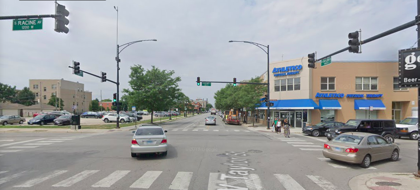 The first 150 were handed out on the anniversary of the execution, at the West Side Auditorium, at Taylor and Racine. It’s gone, but stood on one of these two corners.
