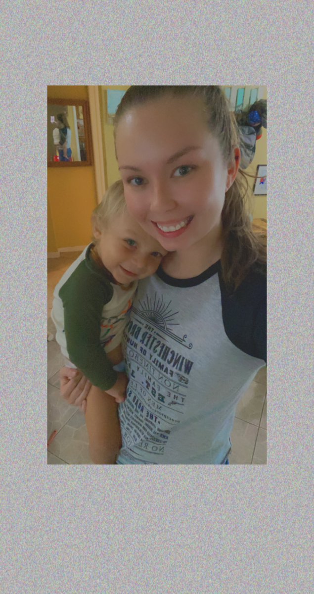Rachealaclove's tweet photo. In honor of @cw_spn premiering it’s last episode tonight I wore my Winchester Brothers shirt and had my little friend Reef help me model it. Will miss you Sam and Dean but after 15 years on the air everything must come to an end.  CARRY ON MY WAYWARD SON! @JensenAckles @jarpad https://t.co/Ll5EdiS1qj