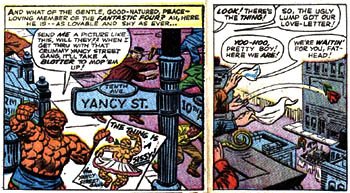 Of course the thing also developed his own personal set of enemies, first we have the most INFAMOUS EVIL AND VILE VILLAINS OF THE MARVEL UNIVERSE....the Yancy Street Gang. Showing up in FF 15 Ben's old neighborhood would rib him and prank him into oblivion. Some say it was Johnny