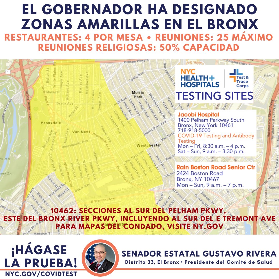 Do you live in zip code 10462 in Van Nest & Morris Park?  #GetTested at a nearby site!Vives en el código postal 10462 en Van Nest & Morris Park?  #HaztelaPrueba en un sitio cercano!