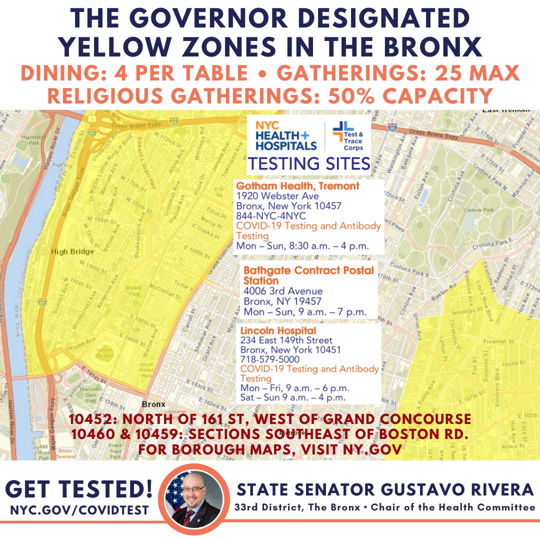 Do you live in zip codes 10452, 10459 & 10460 in Highbridge & South of Crotona?  #GetTested at a nearby site!Vives en los códigos postales 10452, 10459 & 10460 en Highbridge & al Sur de Crotona ?  #HaztelaPrueba en un sitio cercano!