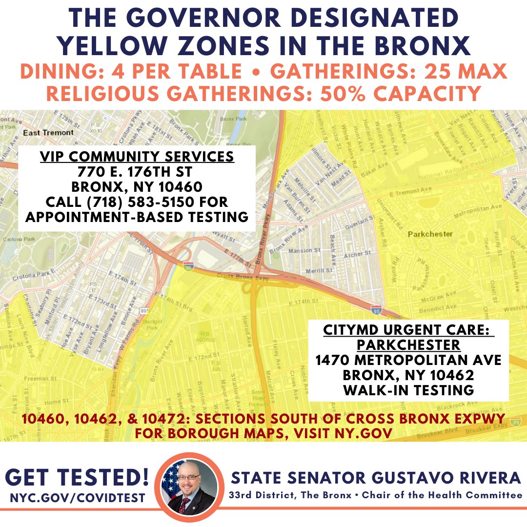 Do you live in zip codes 10460, 10462 & 10472 in Parkchester & West Farms?  #GetTested at a nearby site!Vives en los códigos postales 10460, 10462 & 10472 en Parkchester & West Farms?  #HaztelaPrueba en un sitio cercano!