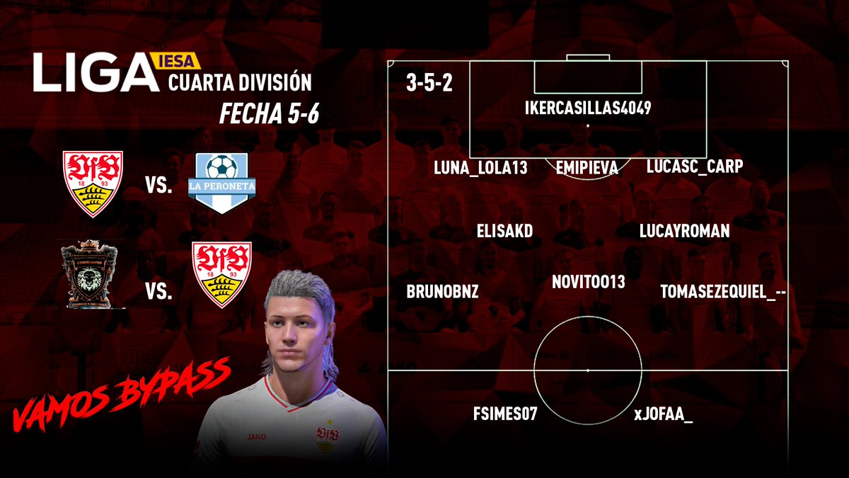 🎮 | Fecha 5 y 6 <a href="/IESAArgentina/">IESA</a> 🇦🇷

Estos son los 11 que buscaran el 6/6 para meterse de lleno en la busqueda del ascenso.

🗓️23:00 🆚 @la_peroneta
🗓️23:30 🆚 #ComerciantesCF

🎬 | Podes alentarnos a través de nuestro canal de YouTube: 
youtube.com/channel/UCUkuq… 

🎨 @LeanDesignLD