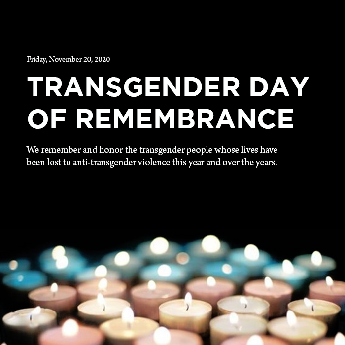 We remember and honor the transgender people whose lives have been lost to anti-transgender violence this year and over the years. #TransDayOfRemembrance