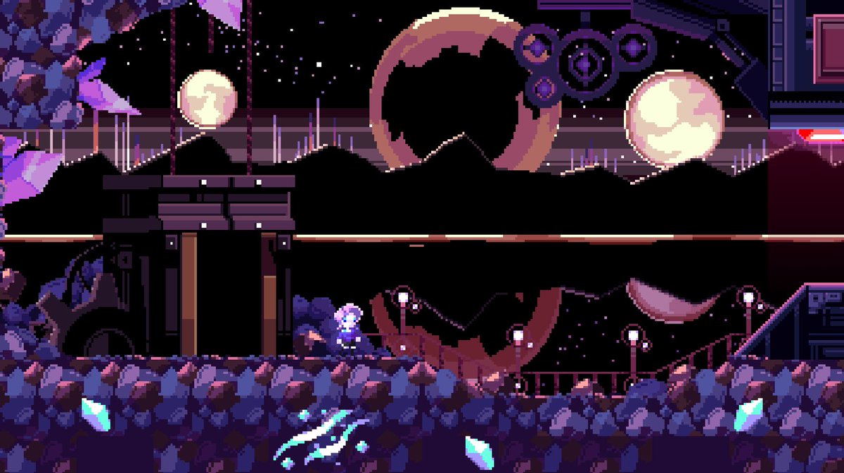 AutaGame's tweet image. Welcome to Eclipse. What you’ll find here is a world ravaged by apocalypse, a people struggling to survive, and one last robot, fighting for order amidst the chaos. 

((#indiedev #IndieGameDev #gamedev #pixelart #GameMakerStudio2 ))