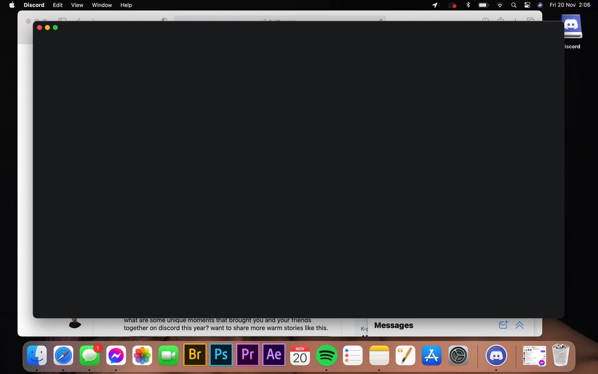 KyleeFleek's tweet photo. @discord Hey, I have the new MacBook Pro with Big Sur and the Apple M1 Chip, I am trying to install discord and all I get it is grey screen :( Is there any fixes for this? https://t.co/UDpOwAgR6m
