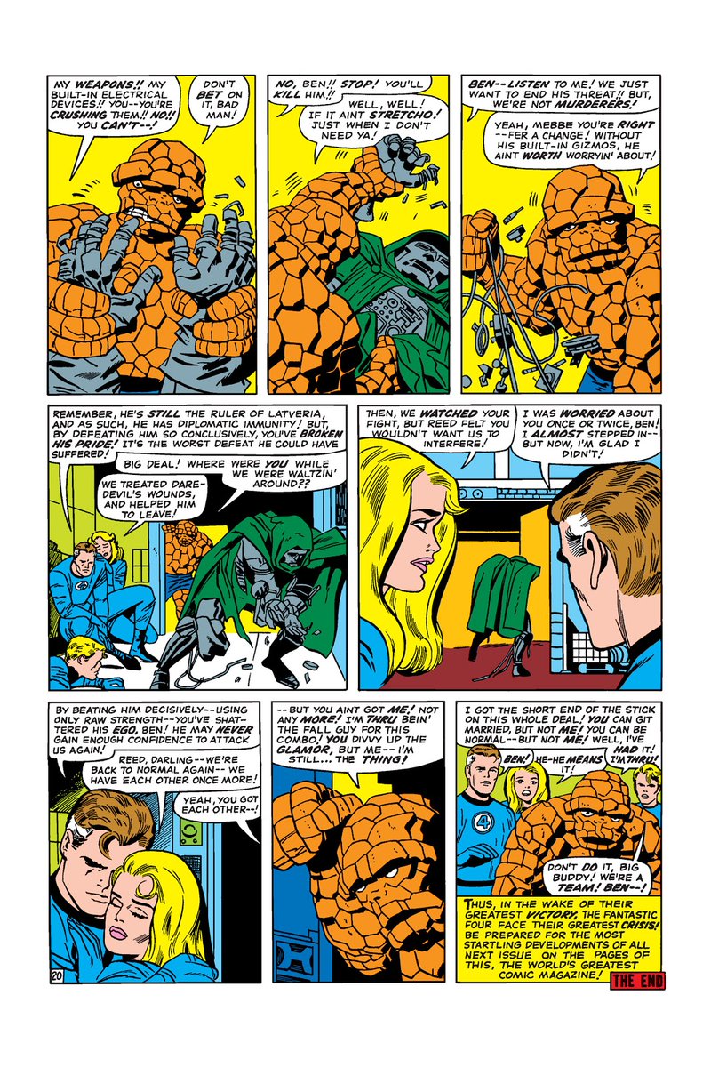 Fantastic 4 40 would have one of his best EARLY fights against Doctor Doom in the battle of the Baxter Building lasting about 5-6 whole pages this drag out fight would be one of the earliest embarrassments of good old Vic.