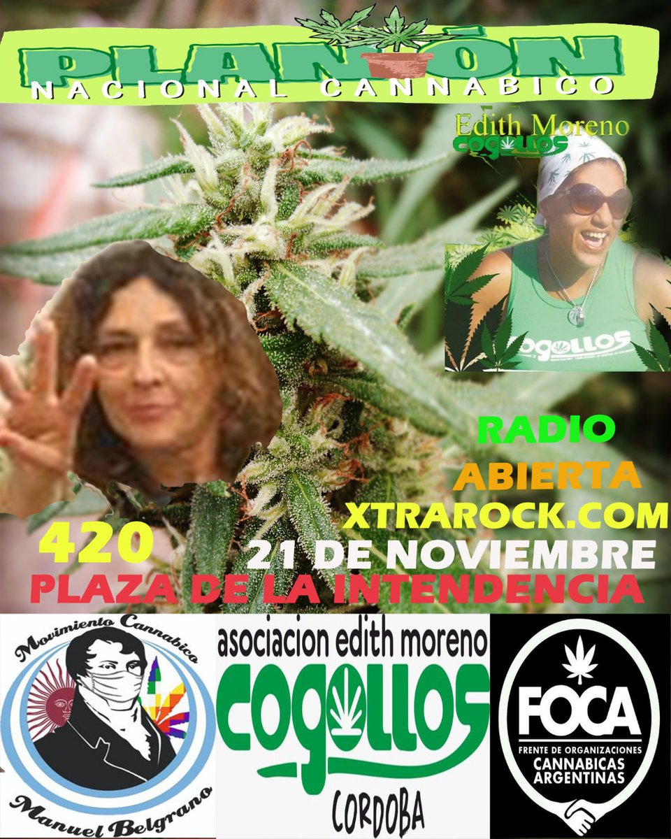 Plantón Nacional Cannabico en Córdoba
sábado 21 de noviembre 16:20 horas Plaza de la intendencia!