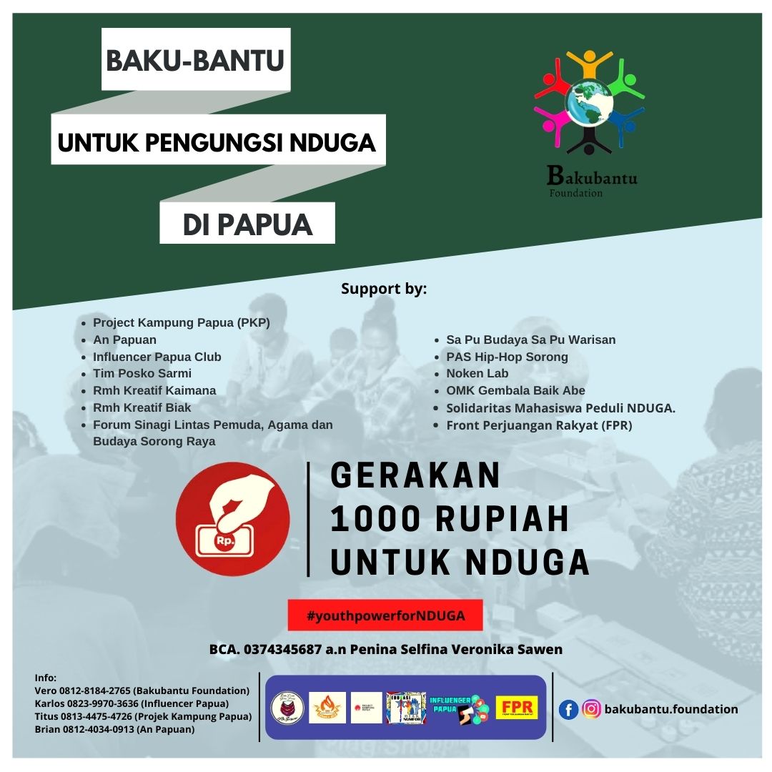 eljero_17's tweet photo. Mari basodara dong semua di manapun berada, kalo ad punya kelebihan berkat & ingin saling berbagi berkat, bisa Baku-Bantu Untuk Pengungsi Nduga di Tanah Papua.🙏🏼🤝🏼😇
"Gerakan 1000 Rupiah Untuk NDUGA"
#BeImpact #YouthPowerForNduga #PrayForNduga #PrayForTanahPapua #TanahPapua https://t.co/ZLD3F7zSjU