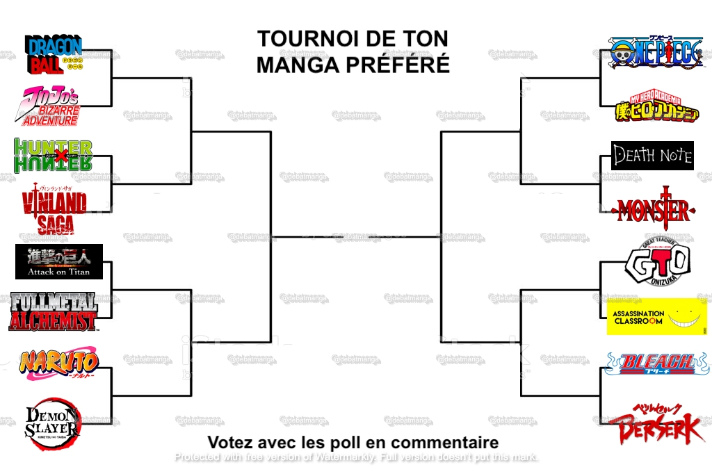 debatmanga's tweet photo. TOURNOI MANGA

VOTE POUR DÉFENDRE TON MANGA PRÉFÉRÉ
(Citez un poll pour donner de la force à votre manga)

Un max de #RT pour la visibilité svp les frérots 💜 https://t.co/QaMNySf6JA