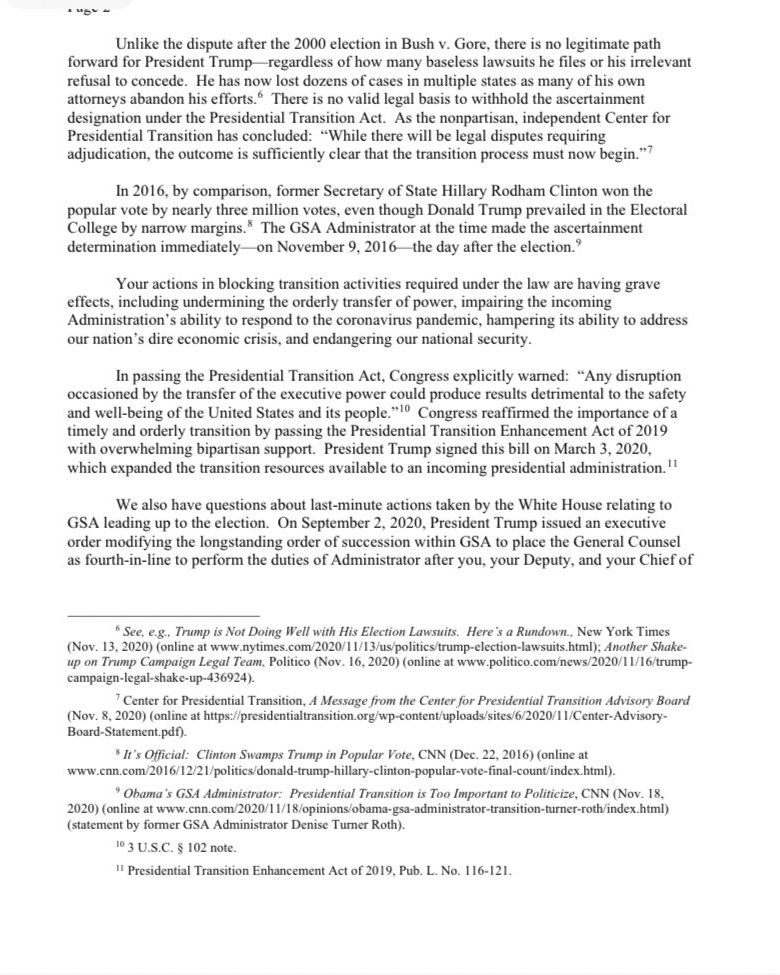 GerryConnolly's tweet image. We have been incredibly patient, @GSAEmily, but we can wait no longer. Your refusal to follow the law is active and existential threat to our democratic norms and institutions.
You owe us, and the American people, an explanation. We are demanding you provide one. By Monday.