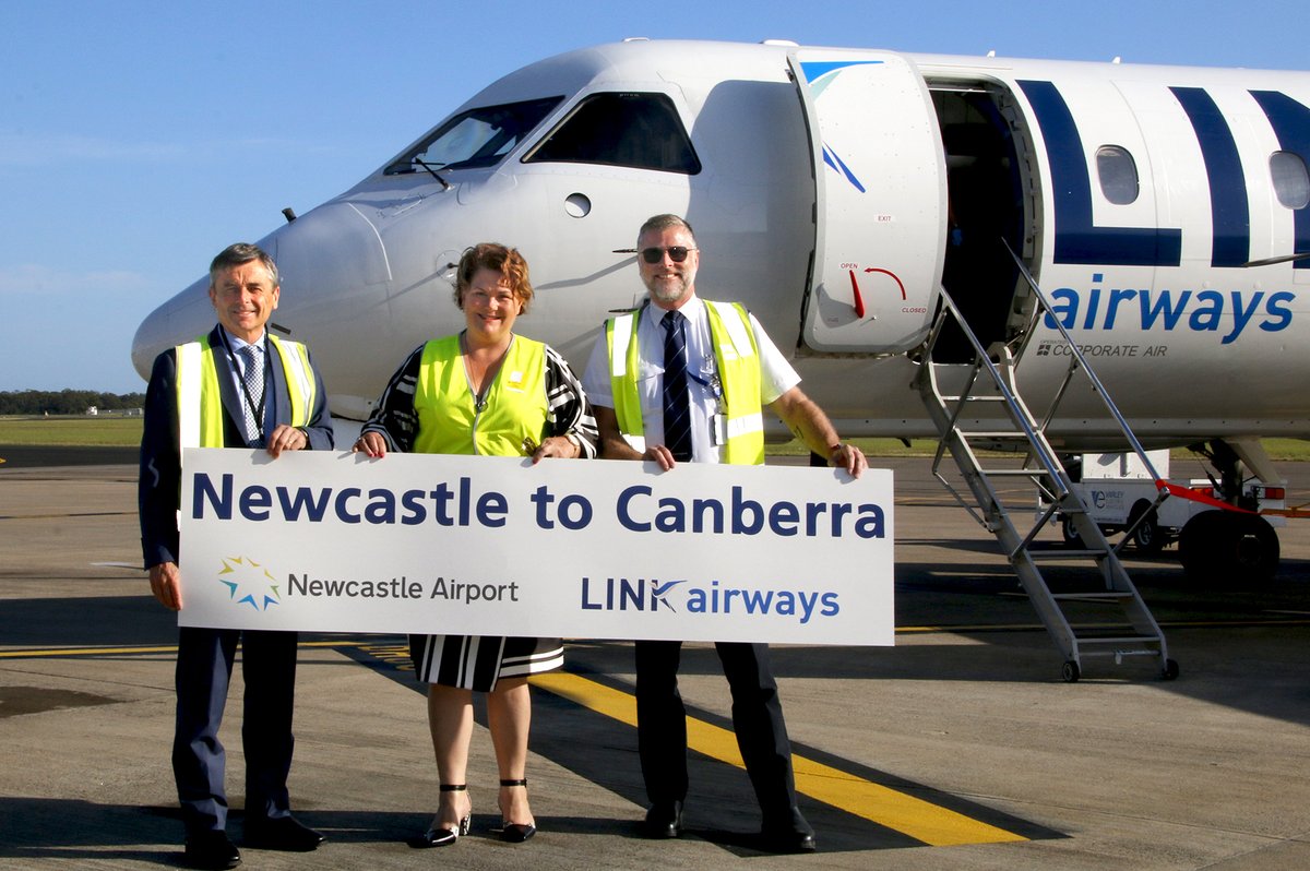 linkairwaysau's tweet photo. Hey Newcastle 👋🏼 You're looking beautiful! Today marks our inaugural flights between Canberra and Newcastle and we couldn't be more excited to connect the two cities. 

Link Airways now flies between Canberra and Newcastle 4 times a week - we hope to have you on-board soon ✈️ https://t.co/oNs1fAYZcY