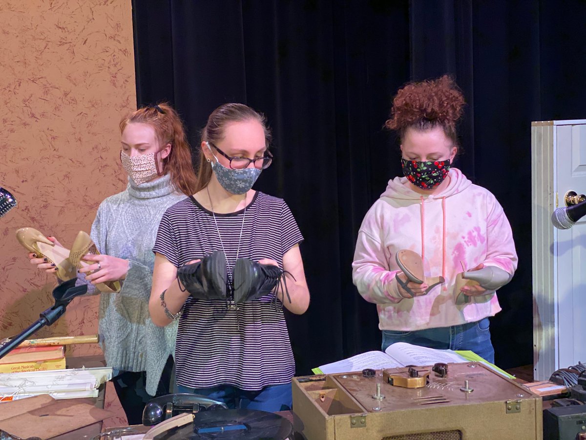 WAWMTheater's tweet photo. Rehearsals for "The 39 Steps: A Live Radio Play" are underway. Streaming to the comfort of your own homes on December 11 and 12 at 7pm. Information on purchasing your streaming "tickets" coming soon! #wawmproud https://t.co/VH4dHUwwbr