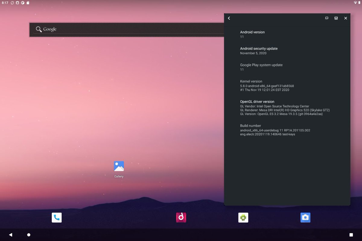 electrikjesus's tweet photo. Starting off with where we are now, Android 11 is booting on PCs using the Android-x86 filesystem setup, and quite a bit is working right out of the box. 
#AndroidGenericProject #AllROMsAreBlissful https://t.co/X15efzT1EM