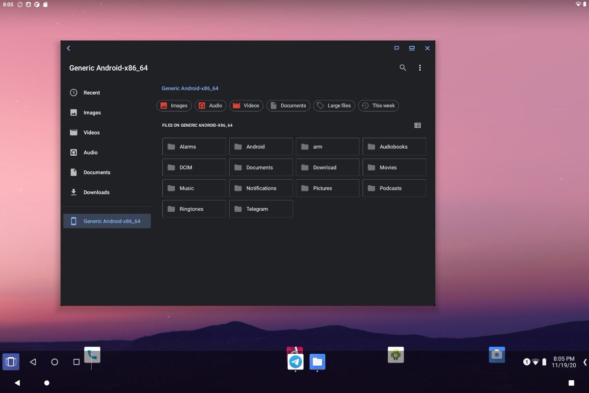 electrikjesus's tweet photo. Starting off with where we are now, Android 11 is booting on PCs using the Android-x86 filesystem setup, and quite a bit is working right out of the box. 
#AndroidGenericProject #AllROMsAreBlissful https://t.co/X15efzT1EM