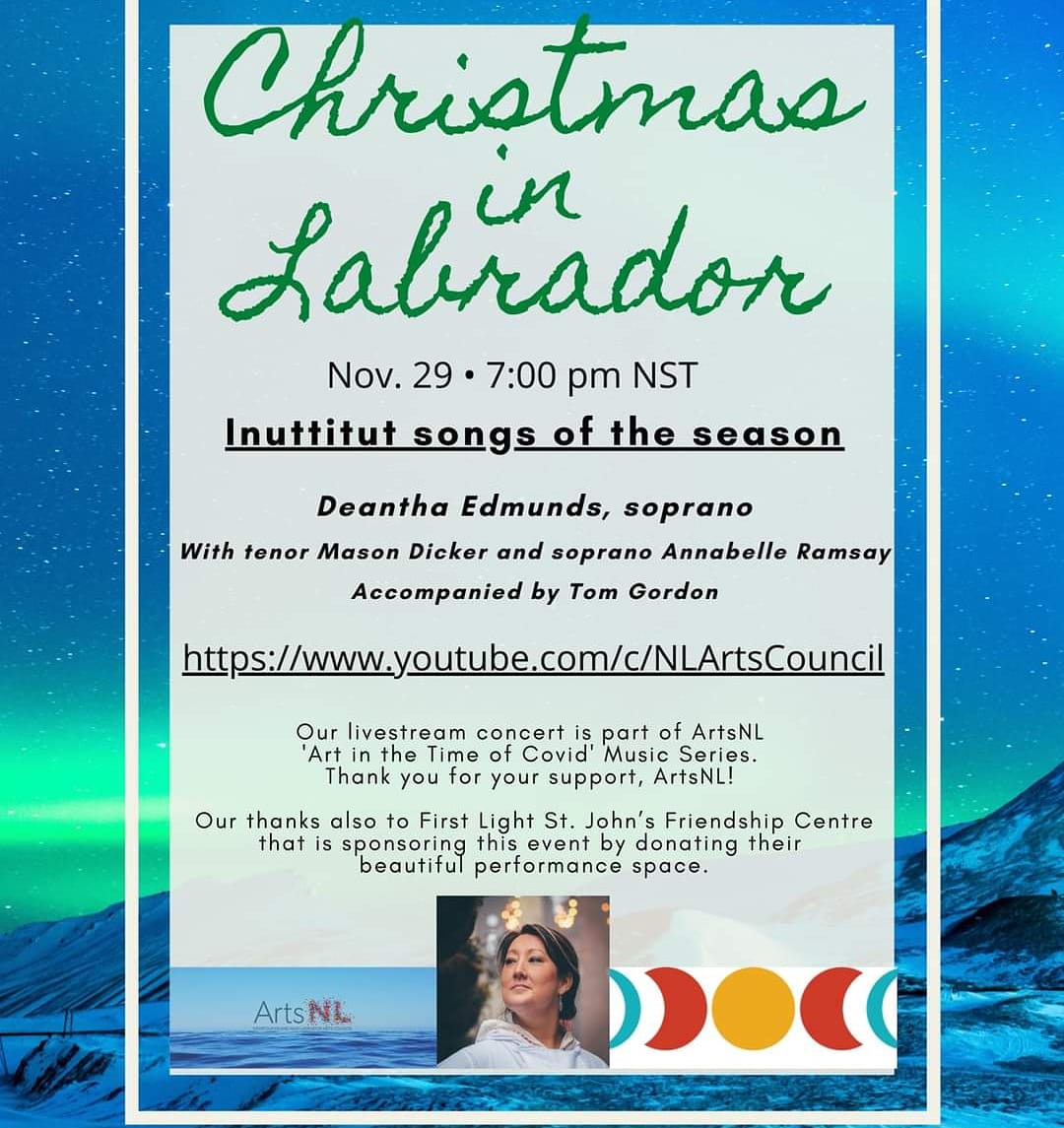 I can't wait for our livestream performance next Sunday! You are all invited to 'Christmas in Labrador.' 
youtube.com/c/NLArtsCouncil
@lori_dicker
<a href="/NLArtsCouncil/">ArtsNL</a>
<a href="/FirstLight_NL/">First Light</a> 
#InukSopranos #InukTenor #Inuttitut #ChristmasinLabrador #NLarts #FirstLight