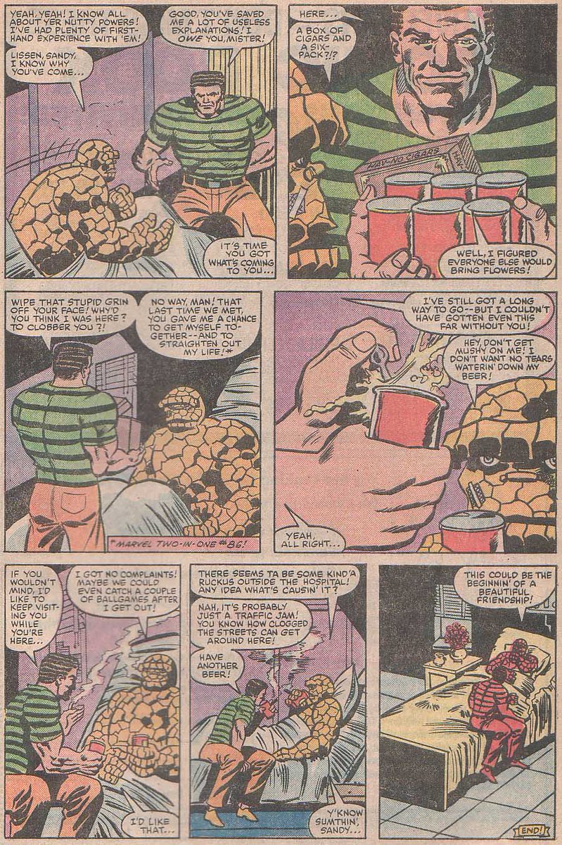 Issue 96 has the thing in a hospital! OH NO! AND EVERY SUPER VILLAIN EXCEPT DOCTOR DOOM IS ATTACKING! SOMEONE SLIPS IN!...but Ben handles it like a champ.