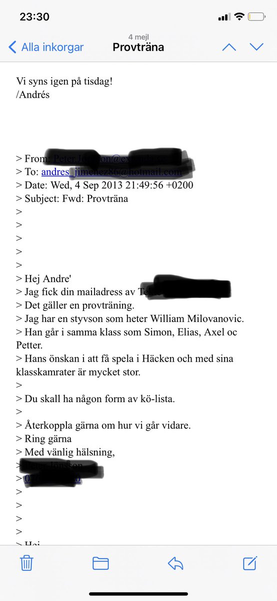 A_Jimenez86's tweet photo. Under en ljummen septemberkväll för sju år sedan sprang en frustrerad kille längst fram och jagade boll under en hel match utan att få röra den. Hans lag förlorade med tvåsiffrigt och tårarna var nära.

Samma kväll fick jag ett mejl. Det blev bra till slut, William. ✍️
#bkhäcken https://t.co/2m8x6nZUCV