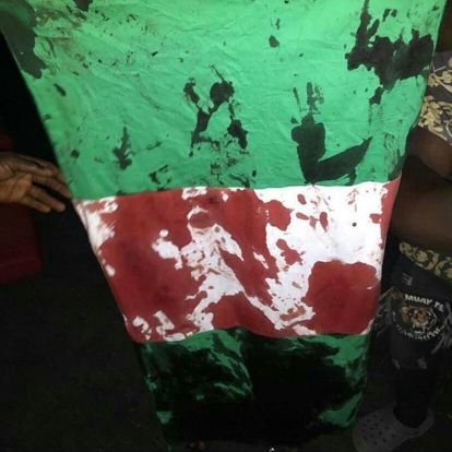 GbemiDennis's tweet photo. #LekkiMassacre : 20 - 10 - 20

It's One Month Today, a day when #EndSARS peaceful protesters were attacked, they were singing the national anthem &amp; waiving their flags, badly injured &amp; killed, yet no justice in sight. 

No, the memory of #LekkiMassacre2020 won't be forgotten.. https://t.co/E50ntJwZmo