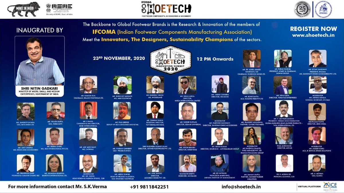 Shoetech_India's tweet photo. The backbone of Global Footwear Brands is the Research &amp; Innovation of the members of IFCOMA. Come, visit #SHOETECH2020 on 23rd November 2020, 12  PM onwards to meet the Innovators &amp; Sustainability Champions of the sectors. 

#leathershoes #sustainability #manufacturers #ifcoma https://t.co/U0VqW3YCCK