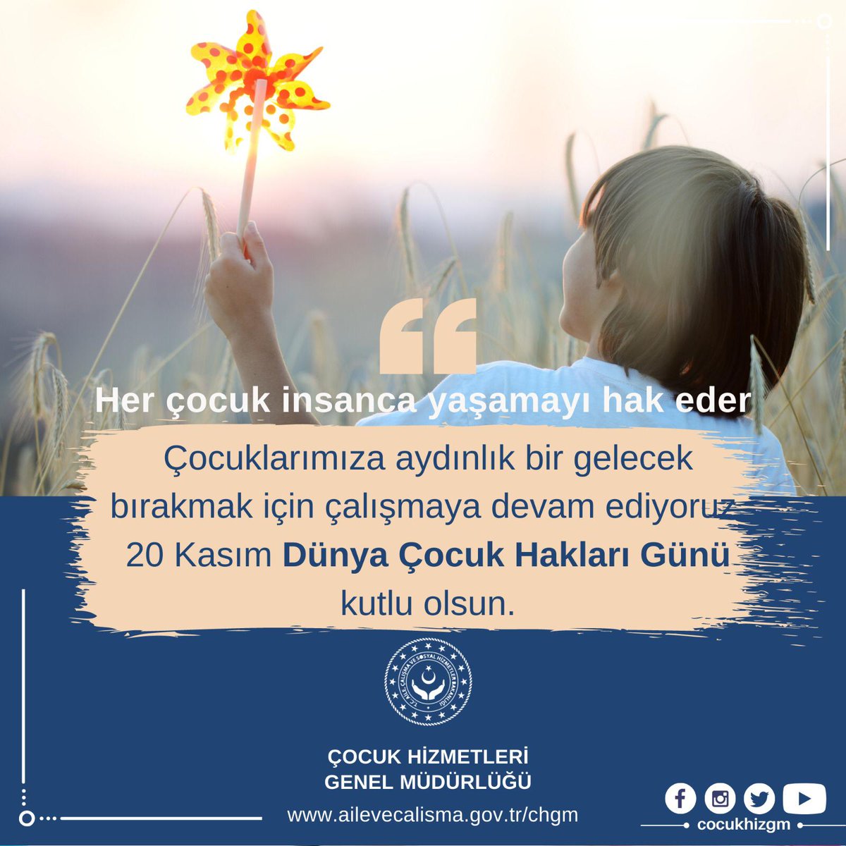 Çocuklarımıza aydınlık bir gelecek bırakmak için çalışmaya devam ediyoruz.  
Dünya Çocuk Hakları Günü kutlu olsun.
<a href="/ZehraZumrutS/">Zehra Zümrüt Selçuk</a> <a href="/drorhankoc/">Orhan Koç</a> <a href="/ailevecalisma/">Cshabakanligi</a> #20KasımDünyaÇocukHaklarıGünü