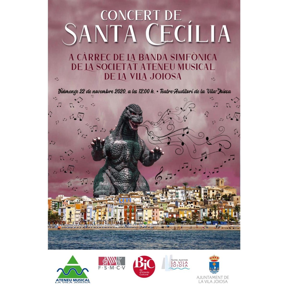 Aquest diumenge 22 de novembre no us podeu perdre el concert de Santa Cecília de la Banda Simfònica de l'Ateneu Musical.
Us esperem a les 12:00 a l'Auditori de La Vila Joiosa.
#SantaCecília2020 #AteneuMusical
#CulturaSegura #LaVilaJoiosa