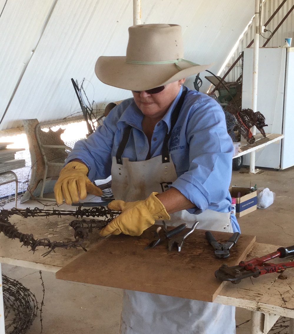 artsqueensland's tweet photo. 1/2 The community of #JuliaCreek transformed old and damaged items into art under the guidance of artists Sue Pukallus (Wire N Rust) &amp; Helen McLennan (H's Hats) as part of the McKinlay Shire Council #RADF collaborative Bymount Creative Circle 'Bent not Broken' workshops. https://t.co/0gImPVgfC8