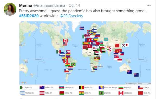 ESIDsociety's tweet photo. Were you on the #ESID2020 map?
If not, you can join @marinamndarina and us at any point until January!
Recorded presentations will be available to registered participants on demand for 3 months – register for #ESID2020 today!
#primaryimmunodeficiency #PID #WorldPIWeek https://t.co/ltzYgjGAio