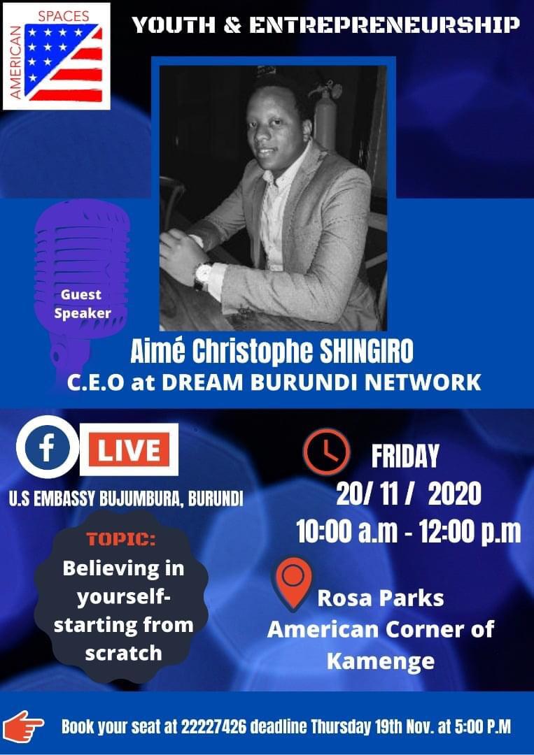 shingiro15's tweet photo. #letstakethelead youth and Entrepreneurship. @US_Emb_Burundi #Burundi #Beautifulburundi Join us via https://t.co/Mv0TzVyrJJ https://t.co/VaThvR3g2r