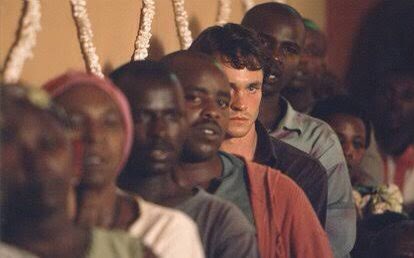 And Joe, Christopher, all the innocent refugees and the UN soldiers are basically sitting ducks. The soldiers are not allowed to shoot the hutu men unless they open fire first, despite the fact they are slaughtering all the civilians outside the school.