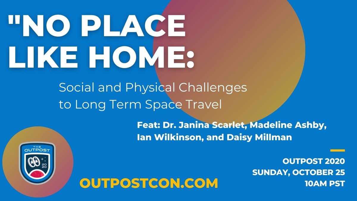 TheOutpostCon's tweet photo. 🚀 FINAL COUNTDOWN - tune into the Outpost 2020 Live Recordings through November 24th!
#theoutpostcon

⚡️ Now Streaming:  "No Place Like Home": Social and Physical Challenges to Long Term Space Travel @MadelineAshby @ShadowQuill

https://t.co/ADcB9UUXCb https://t.co/GhnqYe4Gza