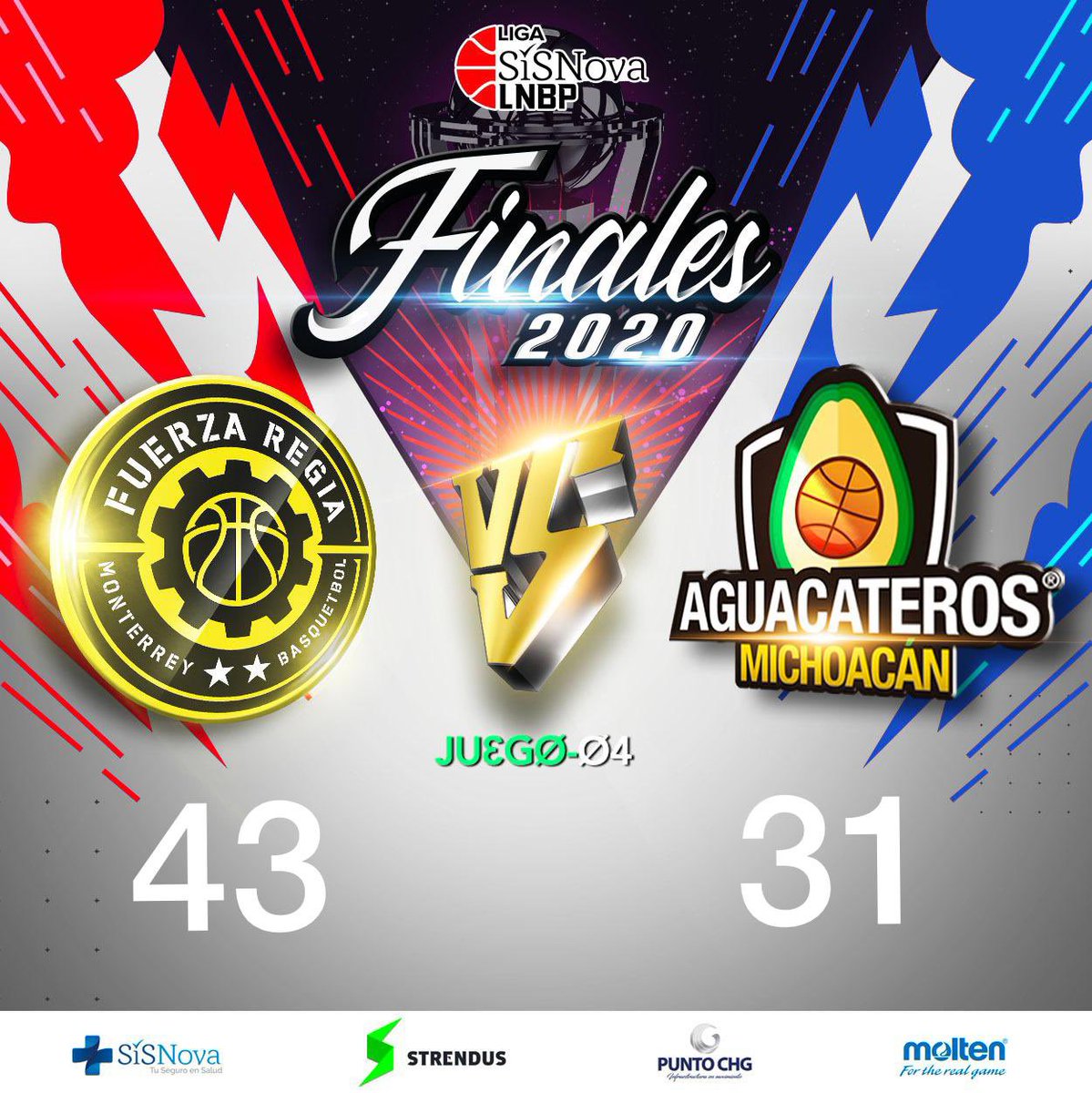 LNBPoficial's tweet photo. MEDIO TIEMPO 🏀 
 @Fuerza_Regia  VS @AguacaterosMich 

#finales2020  #Temporada2020 #LigaSisnovaLNBP #QuédateEnCasa  #EsteEsMiJuego @LNBPoficial #LNBP @moltenmex  @liningmx  #sisnovamx  @neweramx  @strendusoficial  #puntochg https://t.co/4ymHNuXqcq