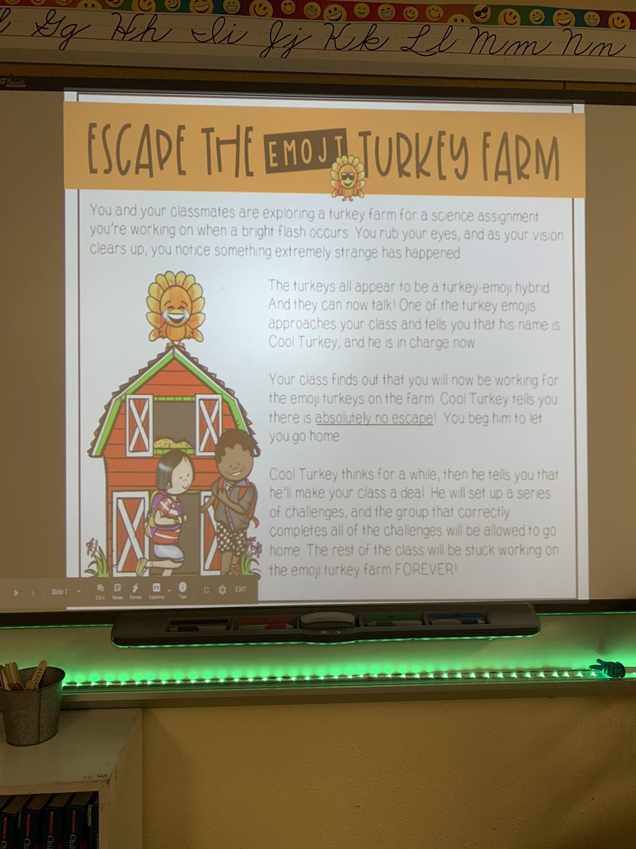kgraham3rd's tweet photo. The Turkey Emoji Escape Room was a blast today! Lots of collaboration and creative thinking! Did they escape?🦃 #MaximizeTodayKWE #theme #charactertraits  @LampasasKWE https://t.co/aOGeUMbZCS