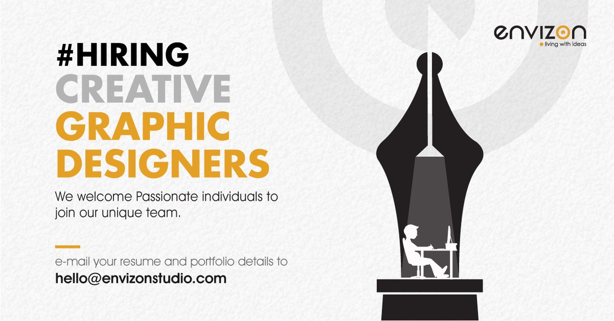 envizon_designs's tweet photo. We are looking for Graphic Designers with 1 – 6 years of experience to make our ideas more awesome!

If you are interested, shoot your Resume to: hello@envizonstudio.com 

For more info: https://t.co/PClzM0SH9E

#Hiring #HiringGraphicDesigners  #Hiringdesigners #graphicdesigner https://t.co/igXFH2i3yG