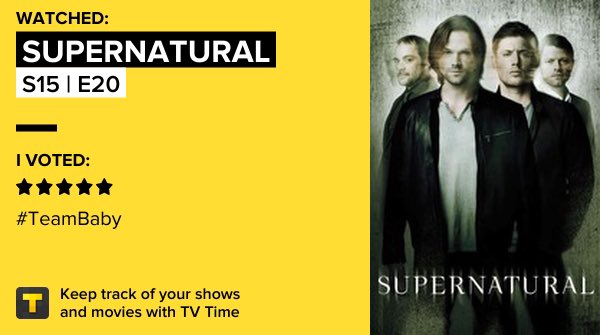Adiós #SPN siempre en mi corazón. 
Al menos has tenido una #SupernaturalFinale a la altura 🥺

 #Supernatural - S15 | E20 en TV Time  tvtime.com/r/1tOYI