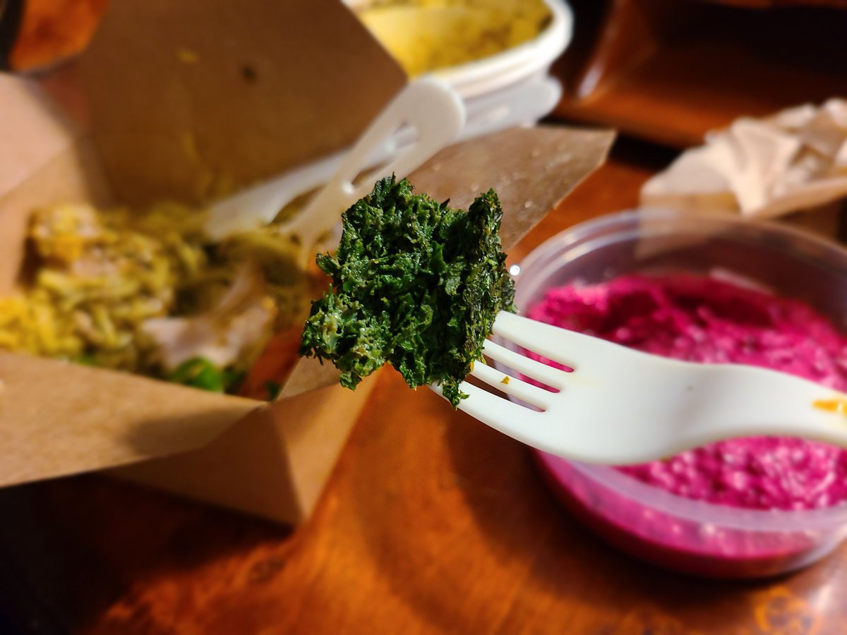 the herb frittata from <a href="/komaajfood/">Komaaj</a> is a marvel. sour chicken stew, beet yogurt w/sumac &amp; PBS is really making this night...