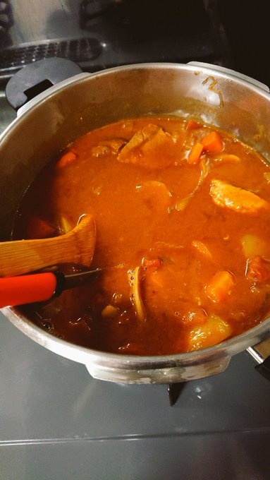 原稿がーとか〆切がーとか言いながら
午前中をカレー作って潰すバカで〜す(^o^) 