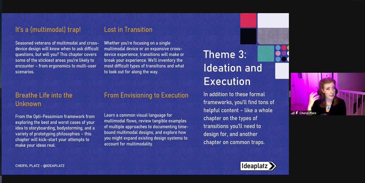 jcoronado1's tweet image. Cheryl provides practical advice to avoid the traps in multimodal interaction design... how we navigate the challenges from design concept to execution and delivery

@funnygodmother #DesignBeyondDevices @pssigchi @RosenfeldMedia