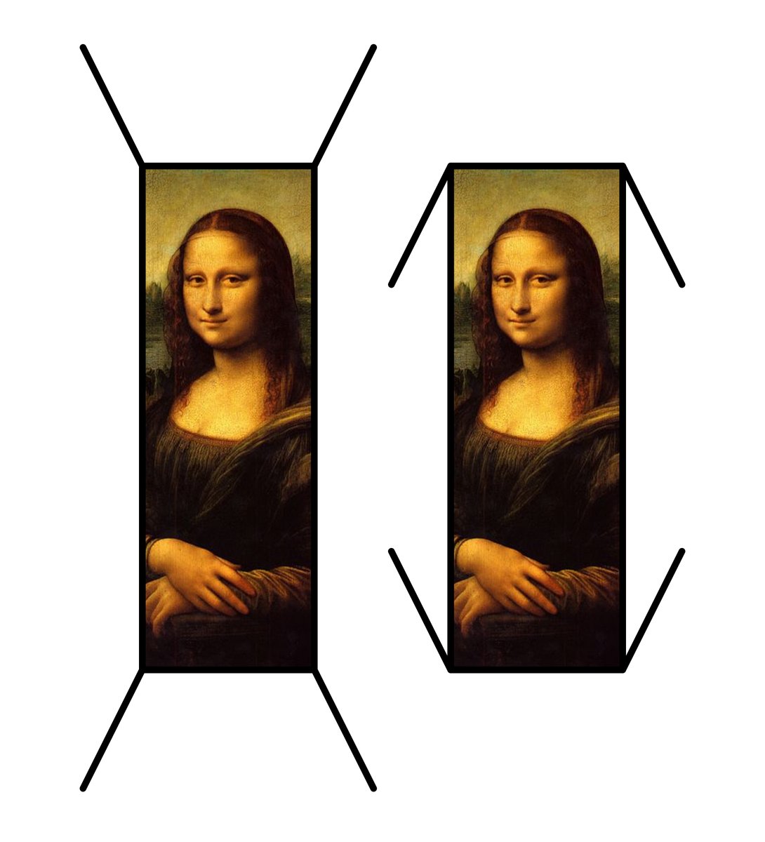 Akiyoshi Kitaoka On Twitter 比較対象を線分ではなく長方形にすると 縦の長さは外向図形 左 の方が長く見えますが 横の長さは内向図形 右 の方が長く見えます ウェイト マッサロ図形と言いまして ミュラー リヤー錯視の線遠近法説への反論の証拠の一つです