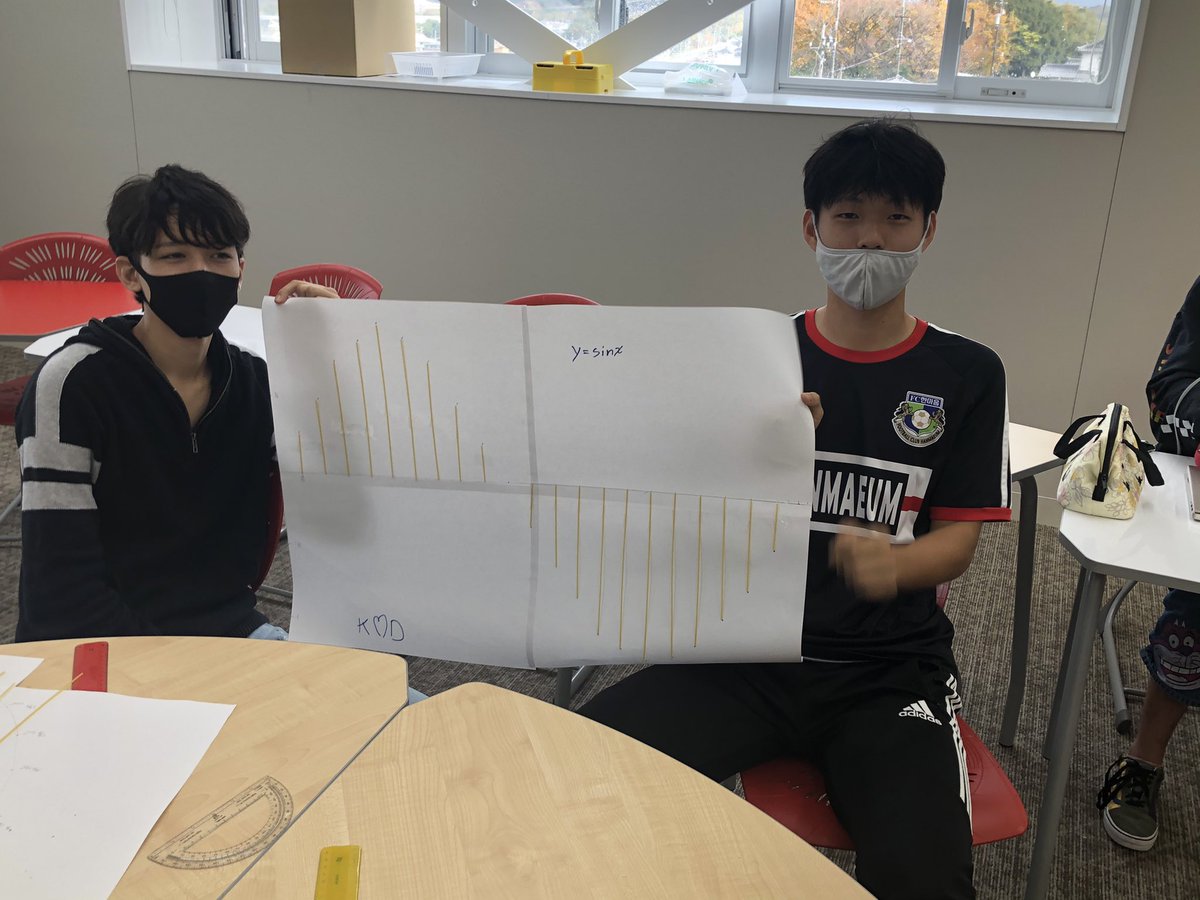 NIS_Mathematics's tweet image. Sine curves from the unit circle, of radius 1 spaghetti, with DP1 Maths A&amp;amp;I HL class. Thanks to @JenniferWathall for the idea. #spaghettimaths #IBDP #IBmaths
