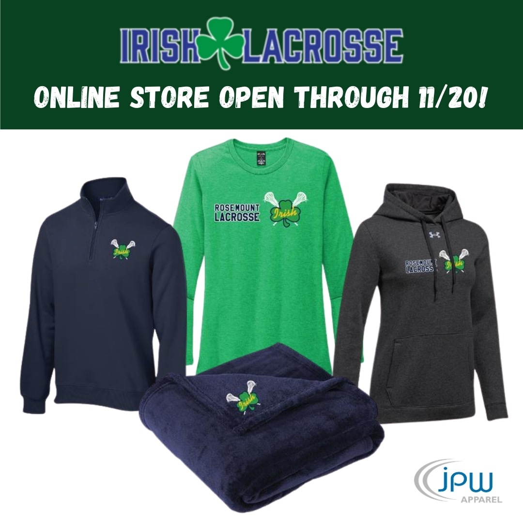 JpwApparel's tweet photo. Rosemount Irish Lacrosse! Tomorrow is the final day to order your team merch, a perfect holiday gift for your athletes. Follow the link below to place your order now! #team #sports #lacrosse #rosemount #rosemountirish #shopify #merch #jpwapparel https://t.co/13vbHCnLDc https://t.co/fALOAxeqin