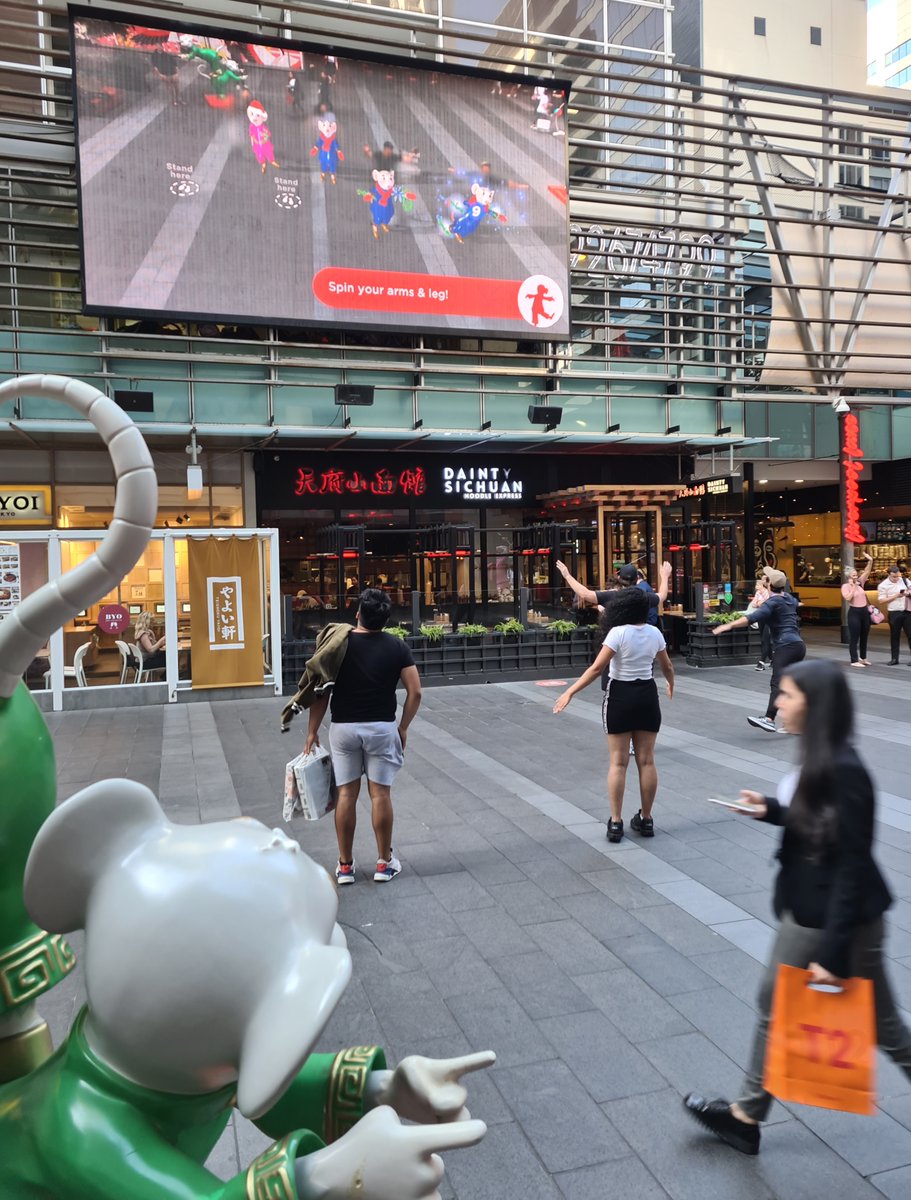 spatialspiel's tweet photo. Our Xmas activation for World Square is now live. We transform shoppers into cheeky Xmas Ratrobats in AR and test their acrobatic skills in this festive (and completely Covid safe) big screen experience#WorldSquare#WSqXmas  #christmas2020 #spatialsauce #AR #augmentedreality https://t.co/5jYFY91q7K