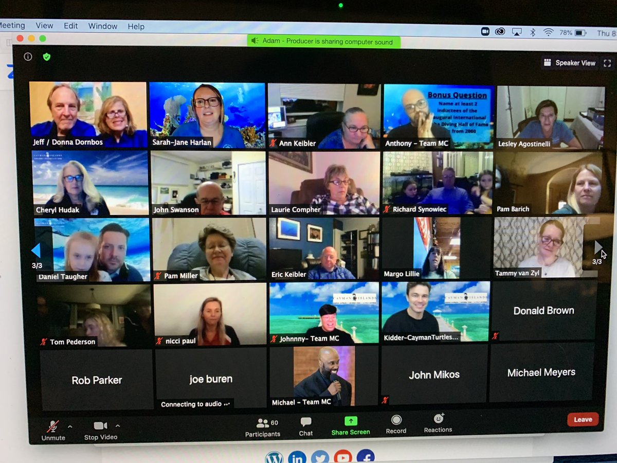 Awesome night with <a href="/VisitCayman/">VisitCayman</a> Islands virtual trivia night for #demashow2020 #caymanislands #divecayman