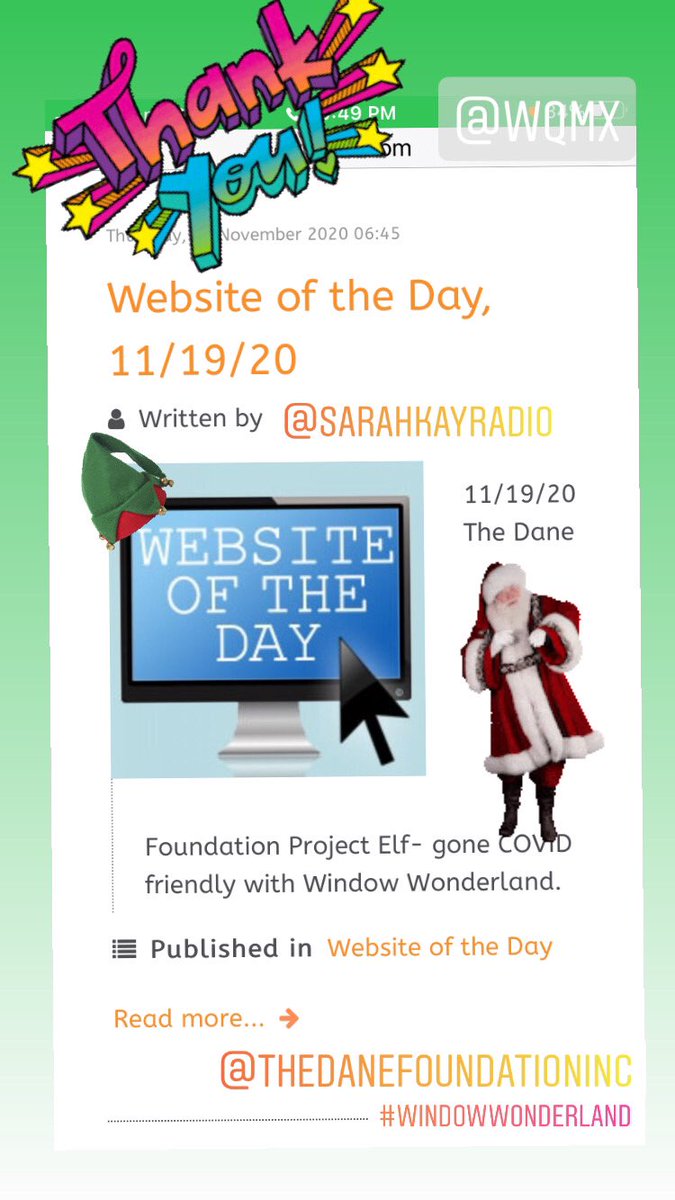 MsWheelUSA's tweet photo. Thank you @949WQMX @sarahkayradio &amp; @scottwynnradio for helping get the word out about @DaneFoundation’s #windowwonderland to support #projectelf. 🙏🏻 the socially-distanced,drive-thru, live-action, holiday event raises $ to help kids w disabilities for Christmas 🎄 https://t.co/wyt0EvssZb