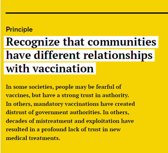 "[To reach them] go to communities, & [target] the people they trust. They’re not immune to social influence [& messaging them with] 'You’re freely choosing to do whatever you want, & this is why [a vaccine is] a reasonable choice,' [rather than] 'You should do this.'"[p. 31]