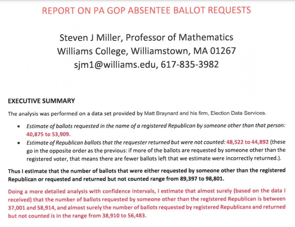 13) More general ballot fraud. Using other people's ballots and just not counting a person's ballot if they're a registered Republican. These data were gathered from phone calls after the election.